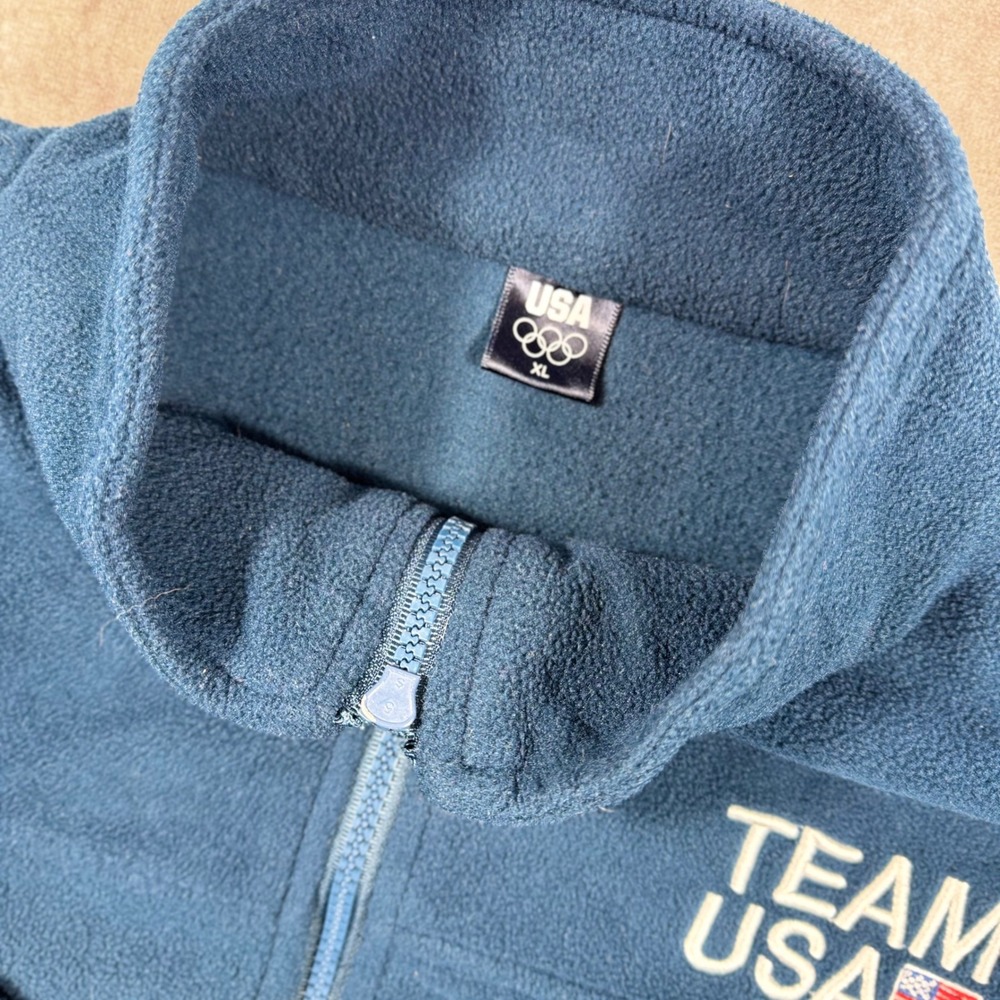 Team USA Olympic Fleece Jacket Mens XL Blue Full Zip Mock Neck Logo 587 - Picture 4 of 8